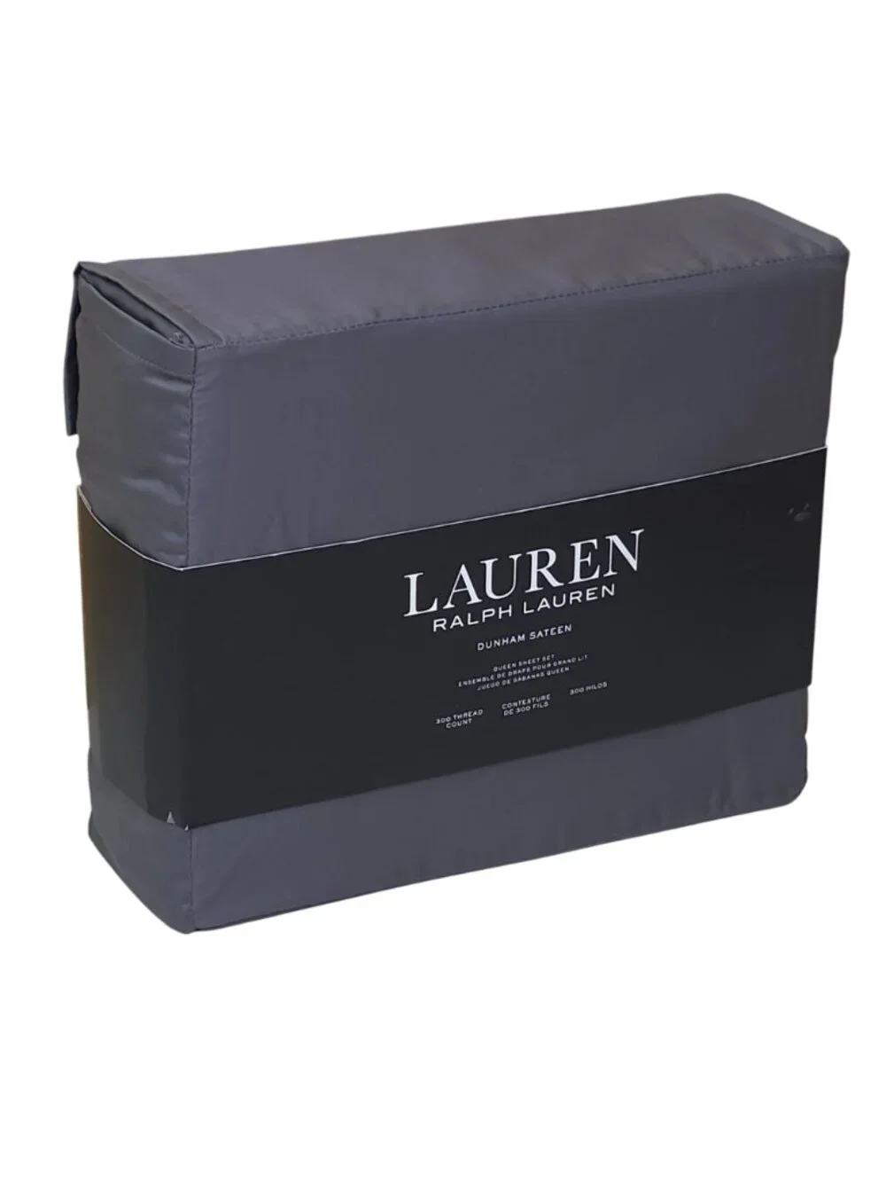 Lauren Ralph Lauren Dunham Sateen Queen Sheet Set Charcoal Gray 300 Thread Count